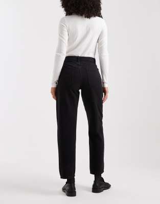 Only Robbie High Waist Straight Leg Jeans In Black