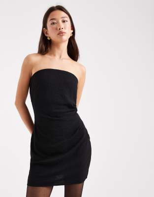ONLY - Robe bandeau courte froncée - Noir