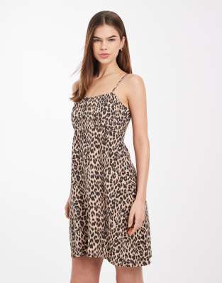 Robe caraco courte à imprimé léopard-Brown 42
