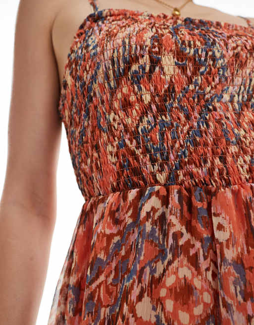 ONLY - Robe caraco longue - Rouge à imprimé ikat, 4 de 4