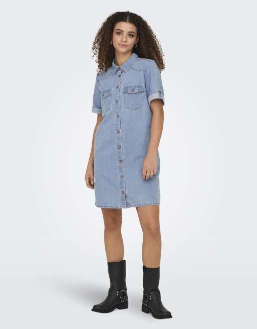 ONLY robe courte à manches courtes Lisa bleue, 3 de 7