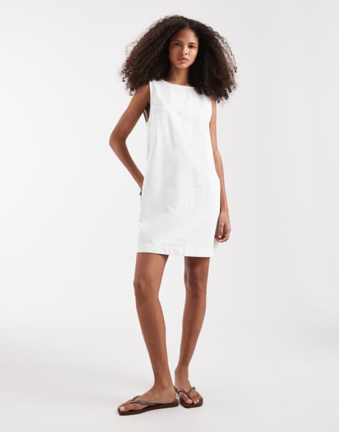 Only - Robe courte en jean avec détail nœud - Blanc - view 1