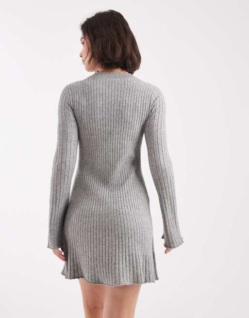 ONLY - Robe courte en maille côtelée - Gris, 3 de 4