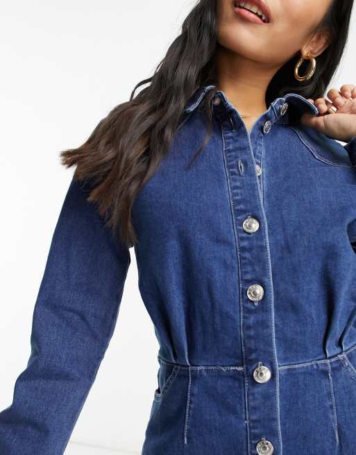 Only Robe en jean avec ceinture Bleu