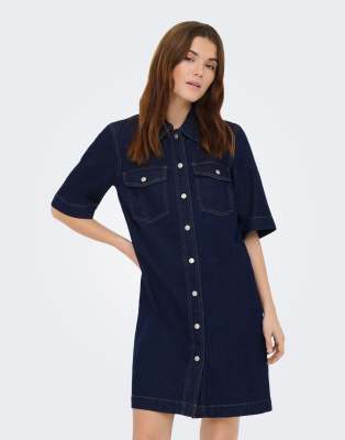 ONLY - Robe en jean - Bleu foncé