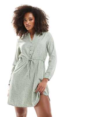 ONLY - Robe imprimée à taille nouée - Vert sauge