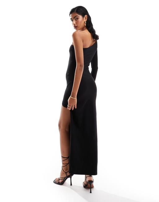 Robe longue noire fendue sur le cote hot sale