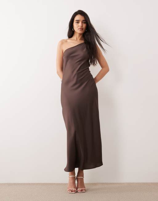 ONLY - Robe longue asymétrique - Marron chocolat, 4 de 4