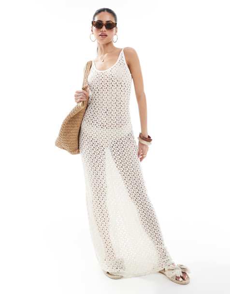 ONLY - Robe longue au crochet - Beige - view 1