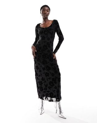 Only jacquard floral maxi dress in black - ASOS Price Checker