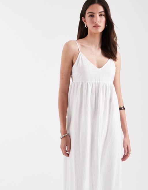 Only - Robe longue nouée dans le dos avec ourlet brodé - Blanc, 4 de 4