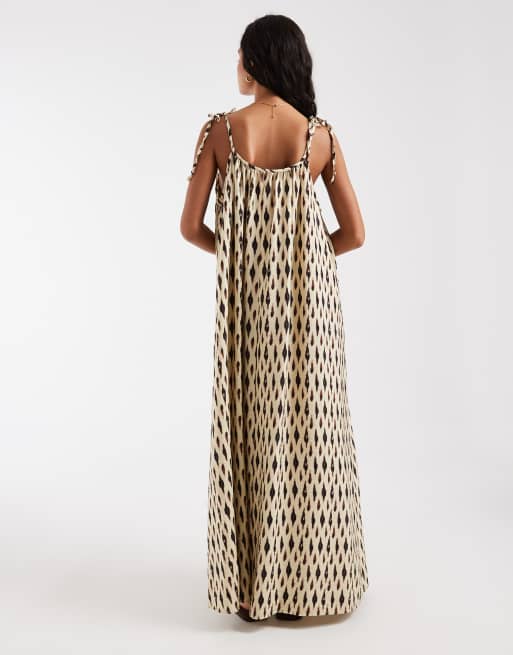 Only - Robe longue sans manches avec imprimé - Marron, 4 de 4