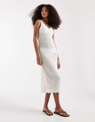 Robe mi-longue au crochet - Blanc 34