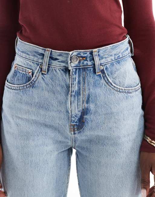 ONLY Robyn high waisted straight leg jeans in mid blue , 5 of 5