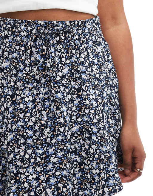 ONLY - Rokje met elastische taille in marineblauwe fijne bloemenprint  , 5 van 5