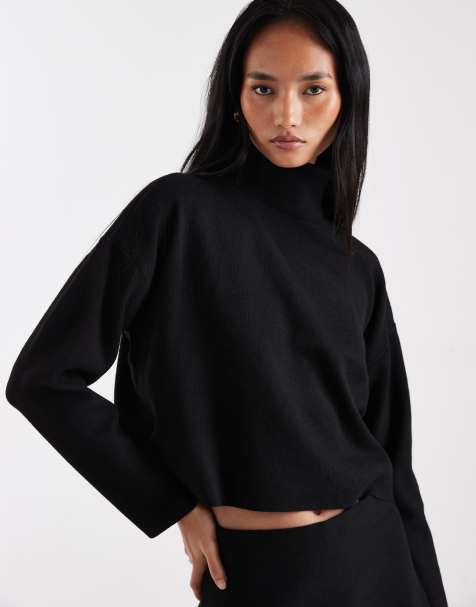 ONLY roll neck knitted jumper co-ord in black - view 1