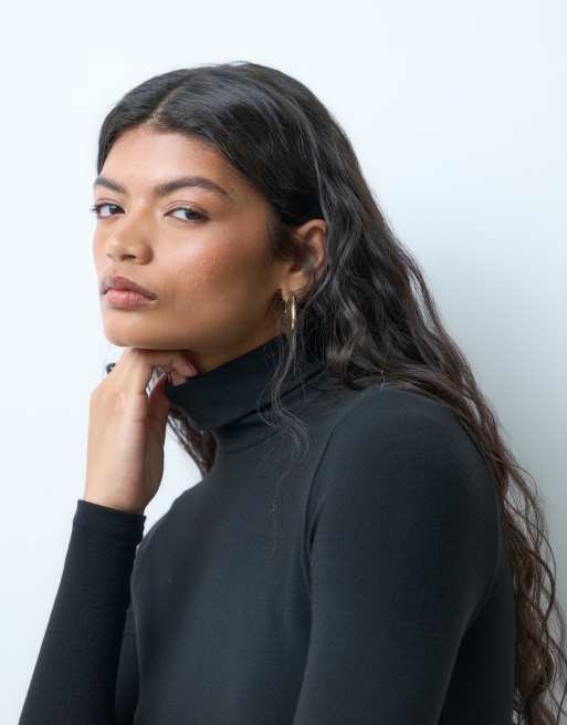 ONLY roll neck long sleeve top in black, 2 of 4