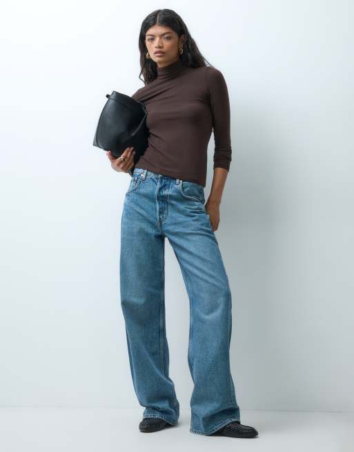 ONLY roll neck long sleeve top in chocolate, 4 of 4