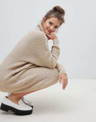 roll neck midi jumper dress