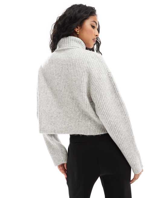 ONLY roll neck sweater in light gray melange