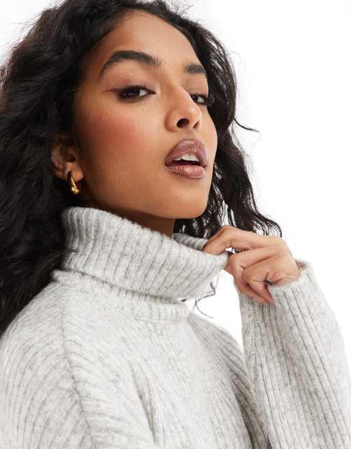 ONLY roll neck sweater in light gray melange