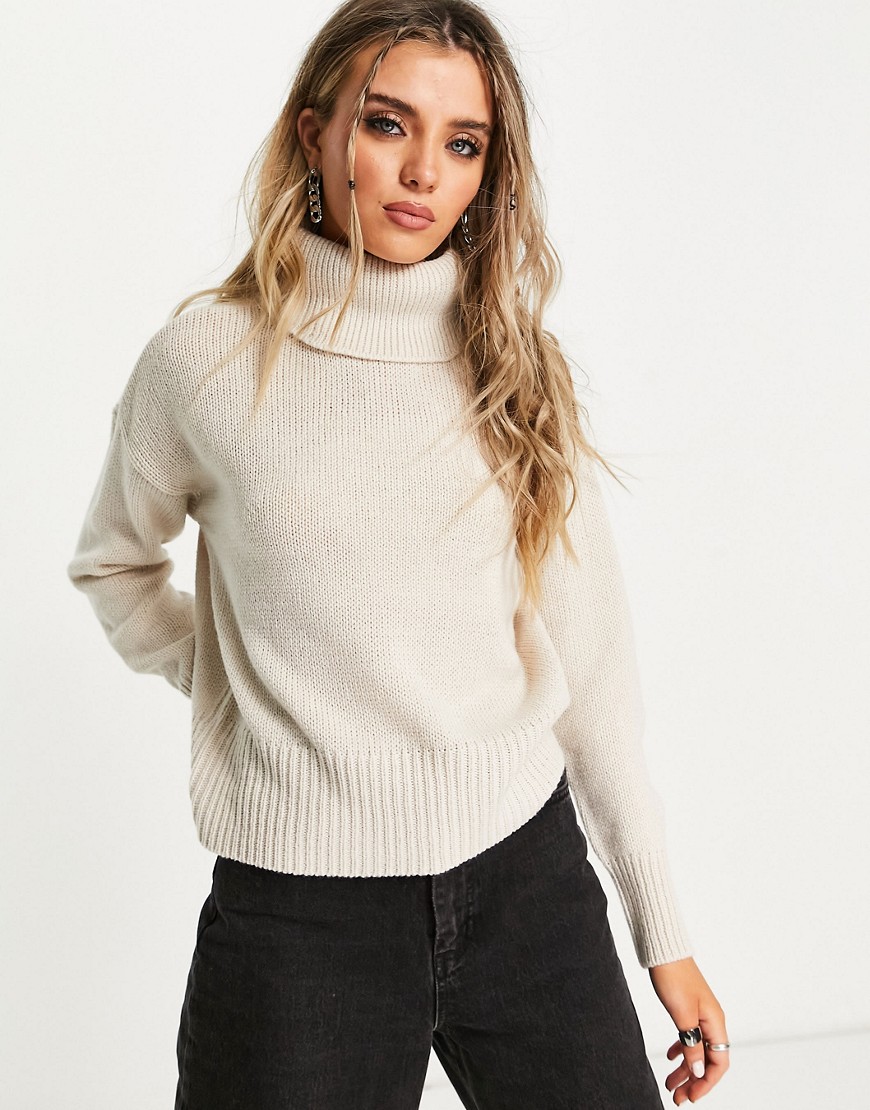 Only roll neck sweater in taupe-Neutral