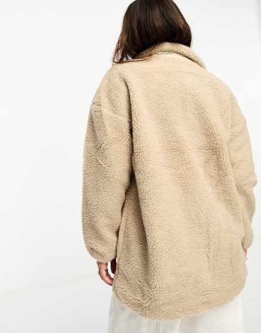 ONLY Tracy Teddy Fleece Zip Through Jacket in Beige  One Nation Clothing  ONLY Tracy Teddy Fleece Zip Through Jacket in Beige