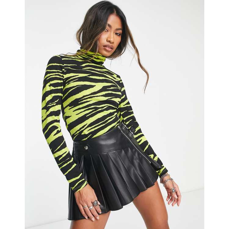 Only roll neck top in yellow u0026 black zebra print | ASOS