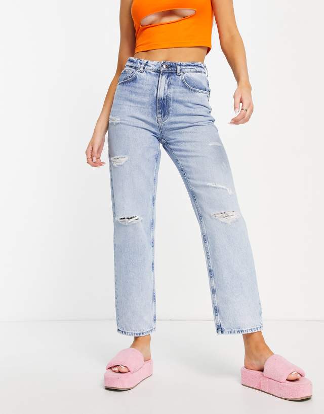 ONLY - romeo cropped mid waist boyfriend jean in light blue