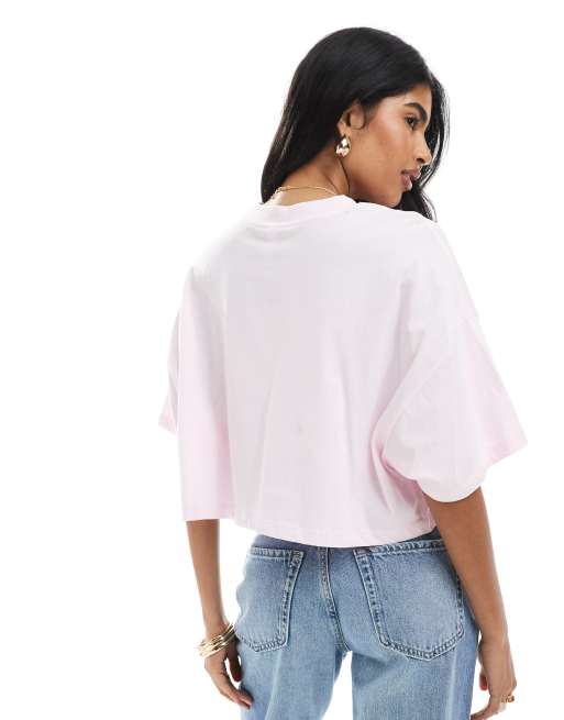 ONLY – Rosa, kort t-shirt med Happy Place-tryck, 4 av 4