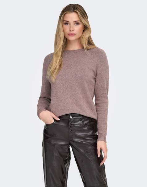 ONLY – Rosabrun, stickad pullover - view 1