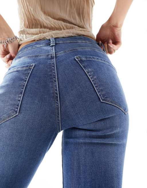 ONLY – Rose – Mellanblå, tvättade, utsvängda jeans med hög midja, 3 av 5