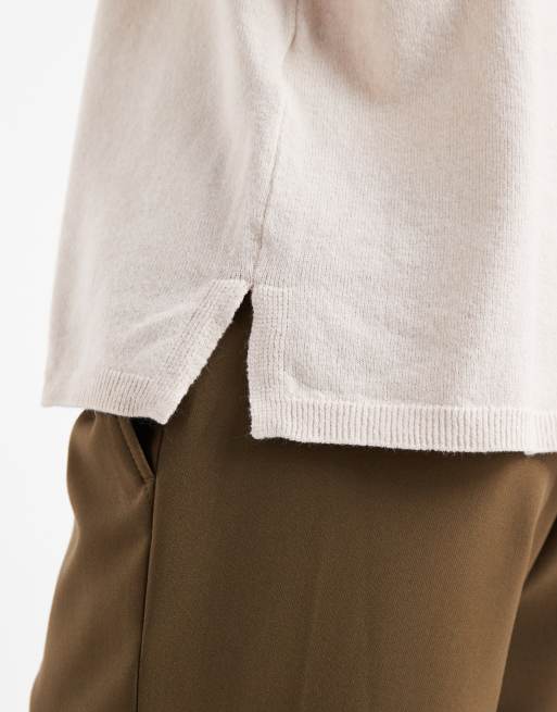 ONLY round neck boxy knitted top in cream, 3 of 4