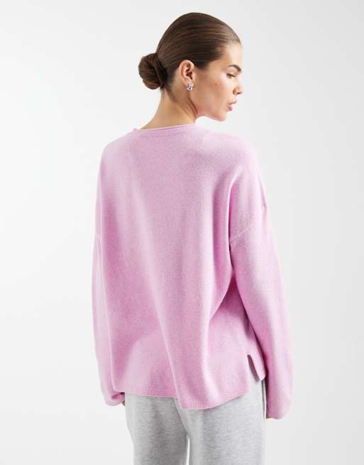 ONLY round neck boxy knitted top in pink, 2 of 4