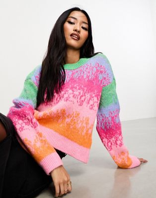 Only round neck jumper in multi ombre