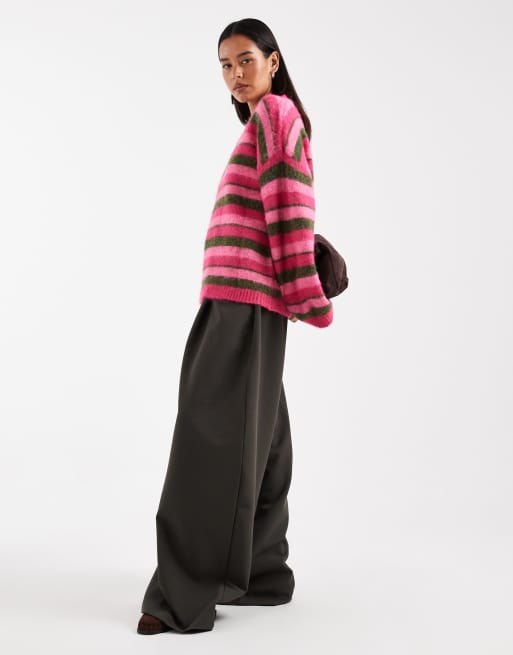 ONLY round neck jumper in pink stripes, 3 of 4