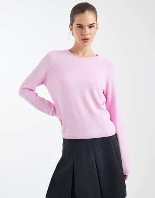 Only Round Neck Knit Top In Pink