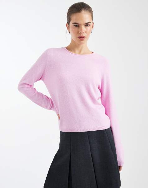 ONLY round neck knit top in pink - view 1