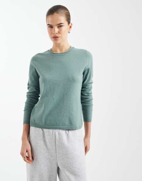 ONLY round neck knitted top in light green