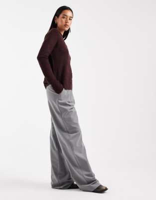 Only Round Neck Sweater In Burgundy