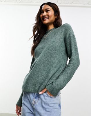 Only Round Neck Sweater In Green In Red