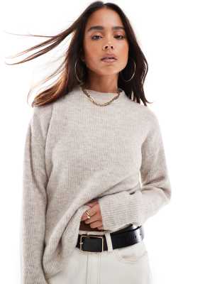 round neck sweater in stone-Neutral