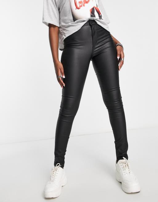 Faux Leather Coated Jeans