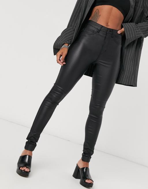 Coated black on sale skinny jeans