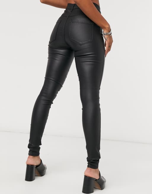 Only Royal coated skinny jeans in black