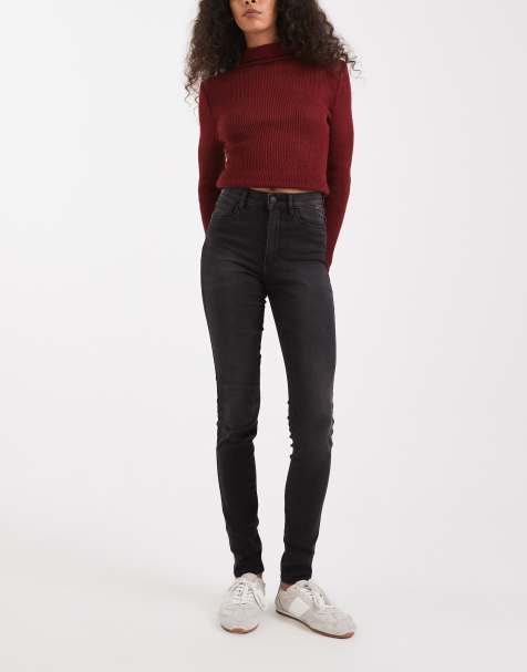ONLY Royal high waisted skinny jeans in washed black 