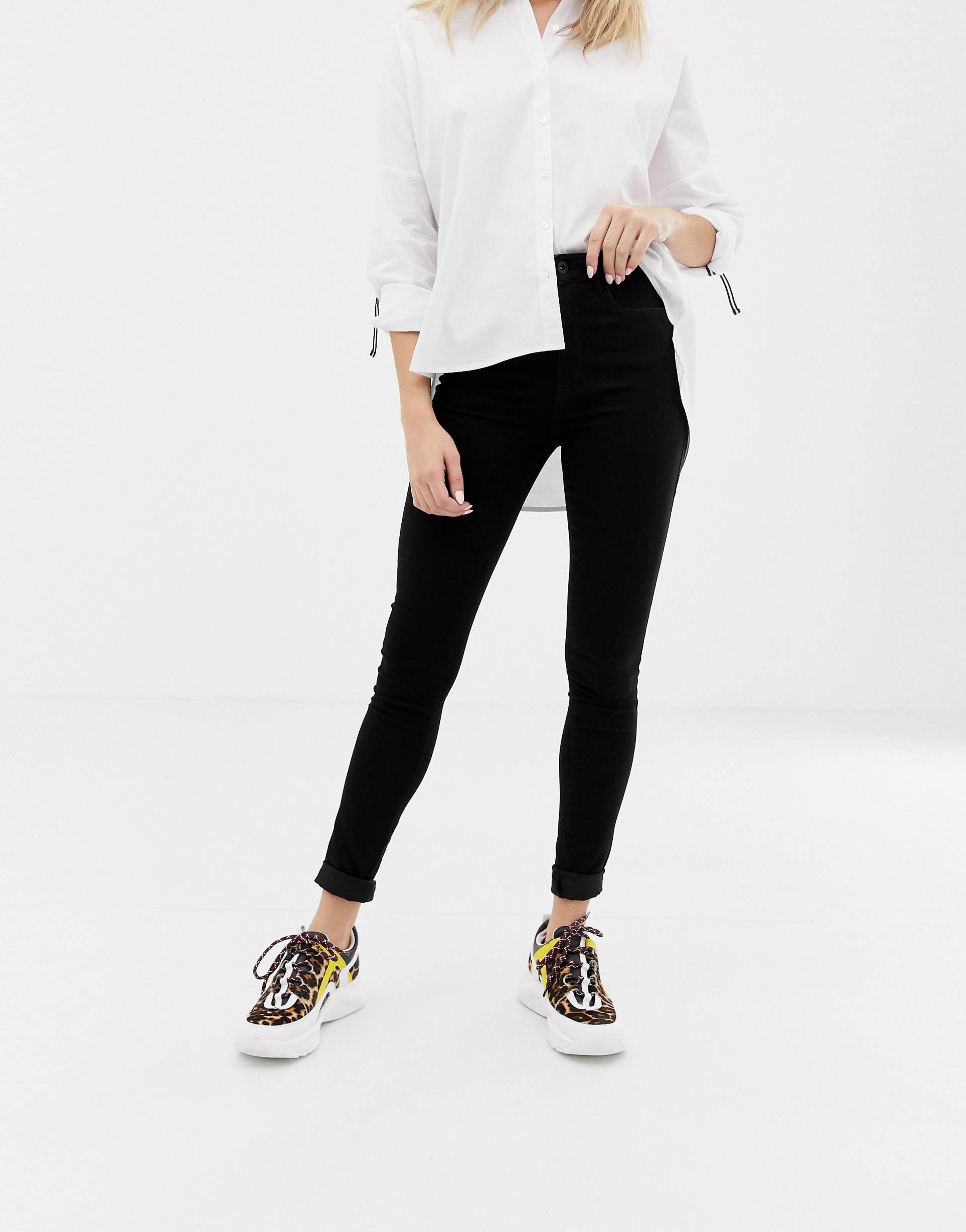 only royal high waist skinny jean in black