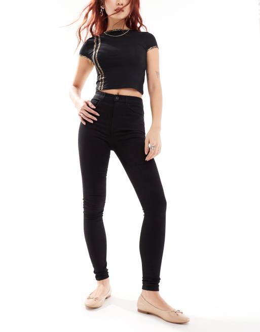 Only Royal high waisted skinny jeans in black 