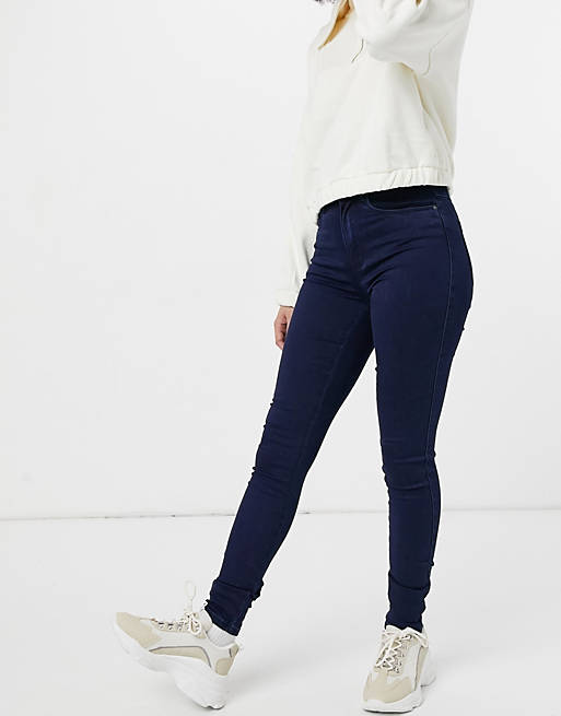 Only royal high waisted skinny jeans in dark blue denim