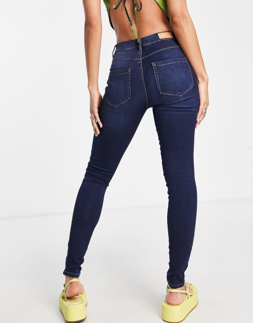 DARK BLUE HIGH WAIST SKINNY JEANS